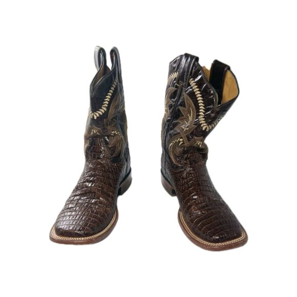 SOTO Boots Caiman Belly Print Men\'s Cowboy Boots Size 9 Brown main image 9